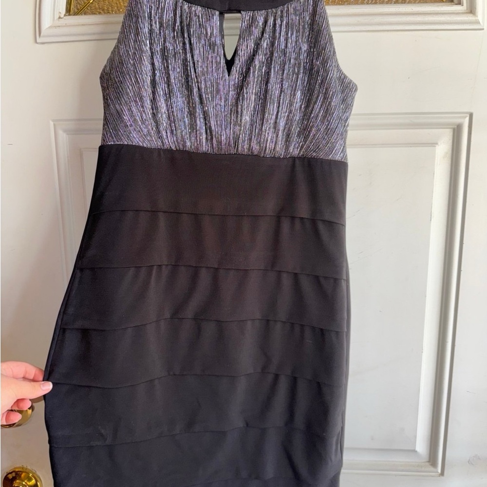 Enfocus Studio Gray Sheath Mini Dress V-neck Sleeveless